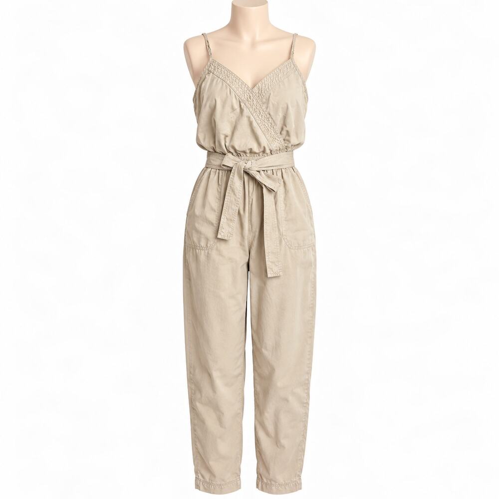 Abercrombie & Fitch Beige Lyocell Belted Jumpsuit Women's Small